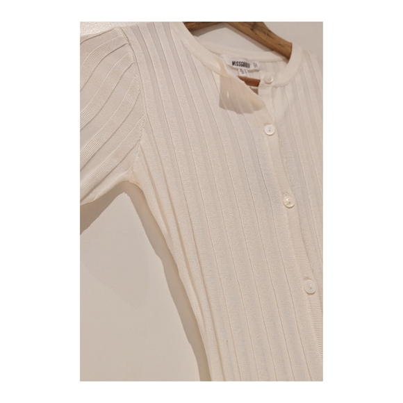 MISSGUIDED~NWT~Ribbed Button Down Bodycon Dress~Ivory Size 2 - Picture 5 of 5